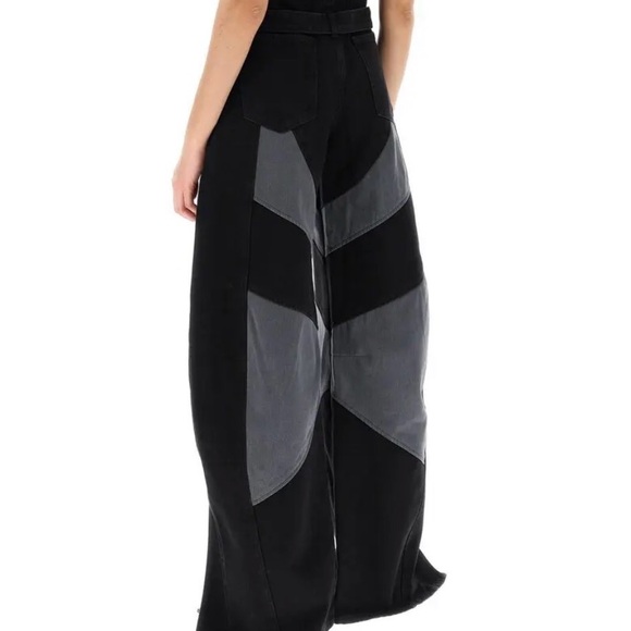 The Attico Black and Gray Patchwork Wide-Leg Jeans - Picture 5 of 8